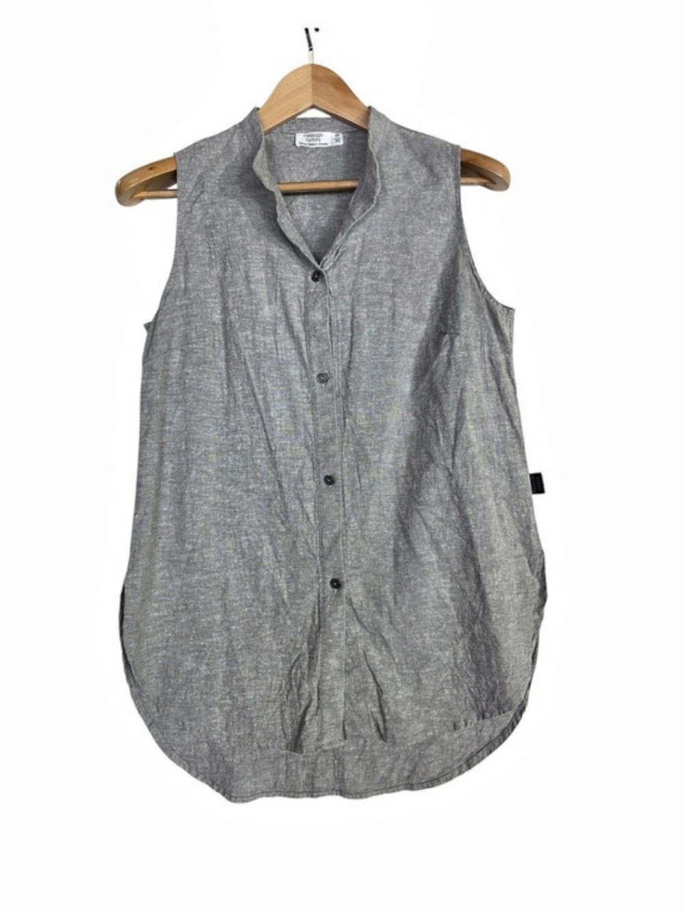 message factory Cami Gray Sleeveless Button Front Top Size XS